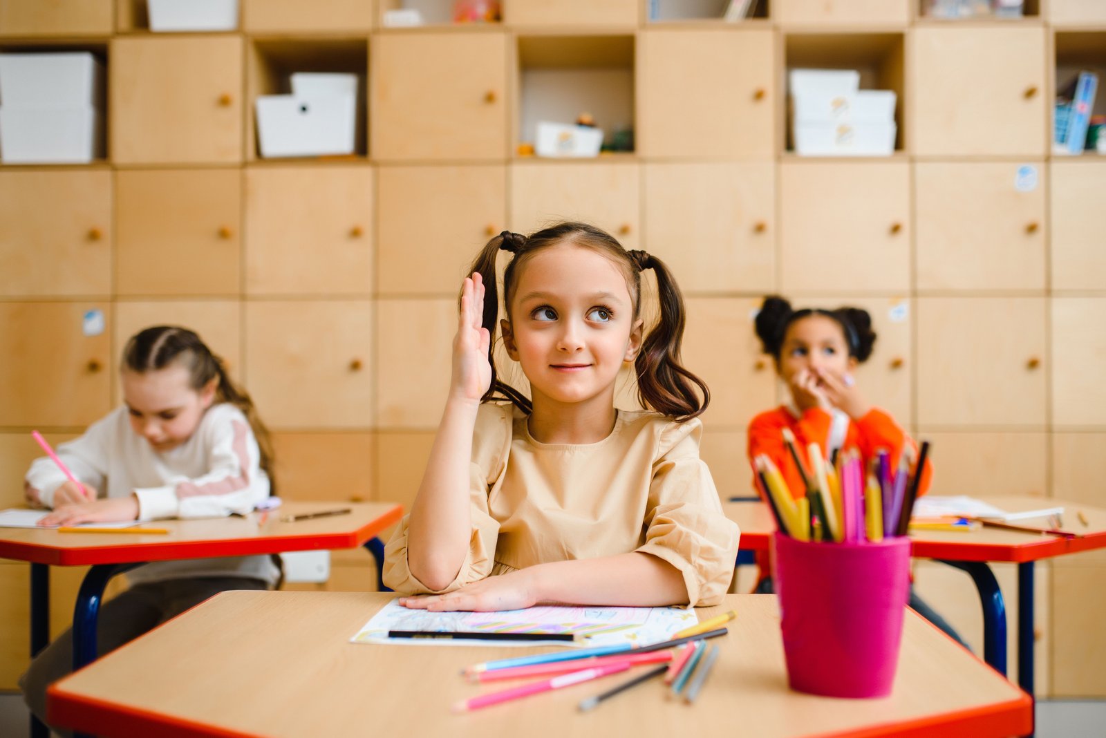 Students engaging in interactive learning at school